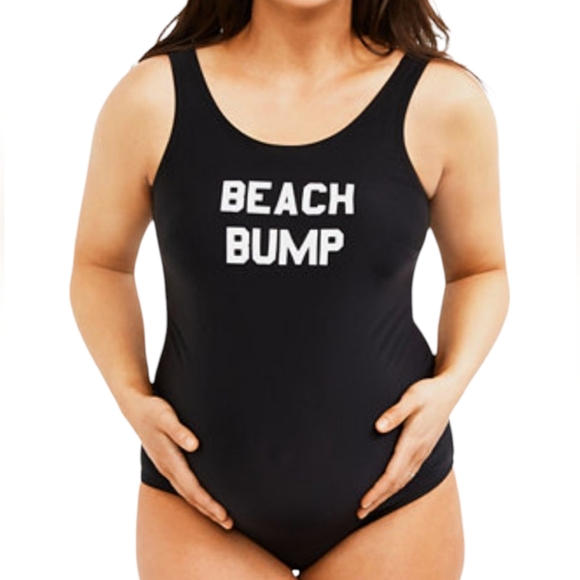 Motherhood Maternity Beach Bump One Piece Swimsuit Black Bathingsuit Modest S - Picture 13 of 14